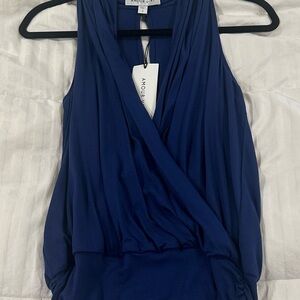 Amour Vert Deep Blue Wrap Blouse